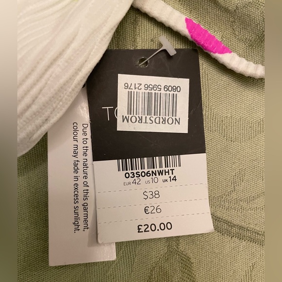New Topshop White Colorful Polka-Dot Swimsuit Bikini Top Separates US 10 UK 14 - Picture 10 of 13